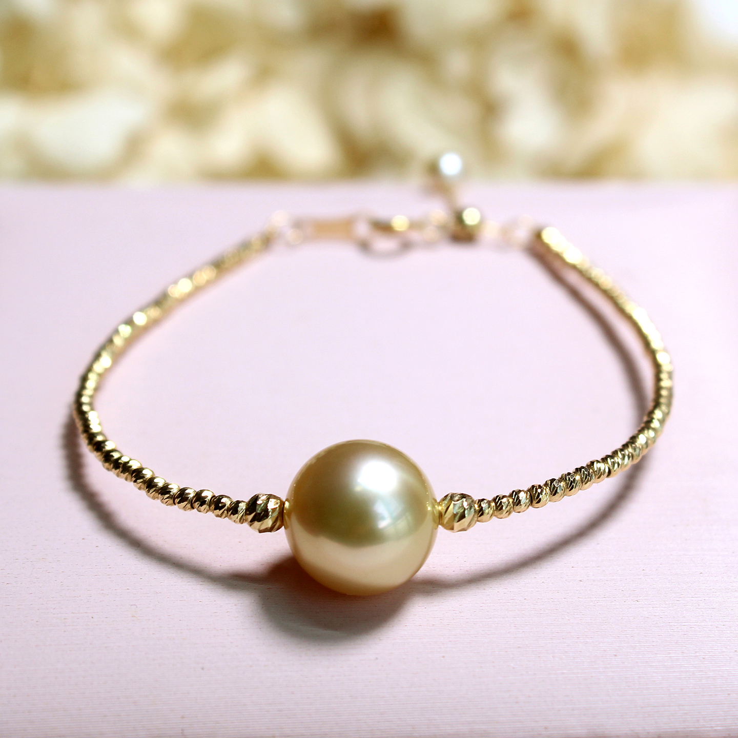 南洋金珠手链手圈18K金镭射球