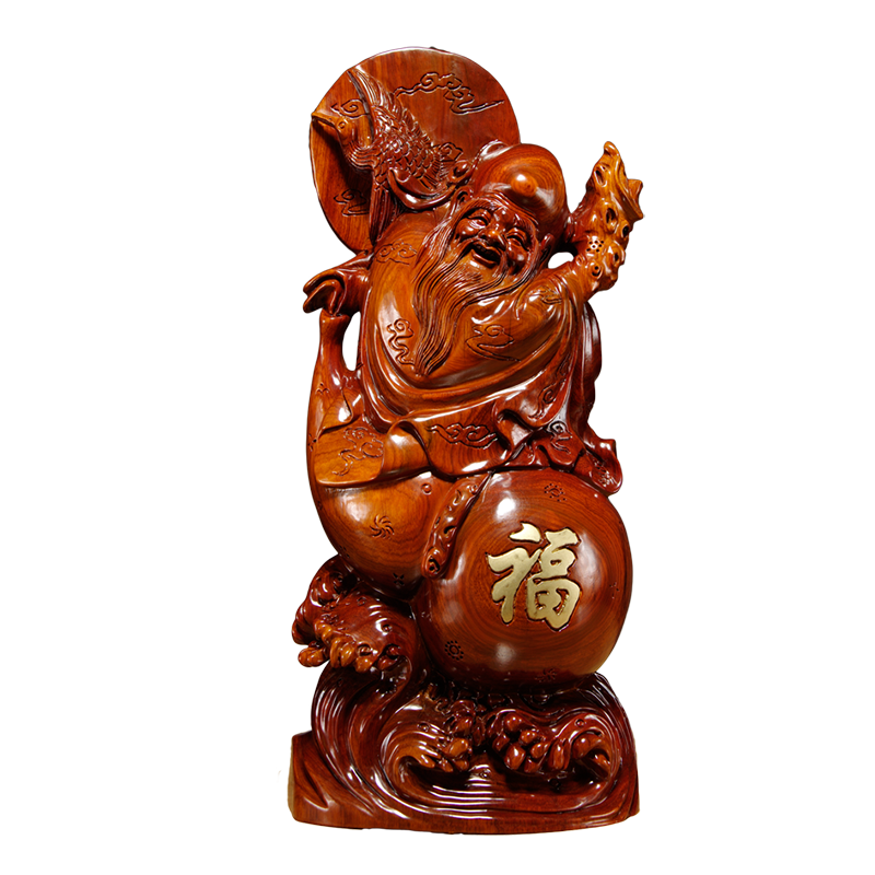 花梨木雕刻福寿桃老寿星公摆件送长辈老人祝寿生日礼品红木工艺品