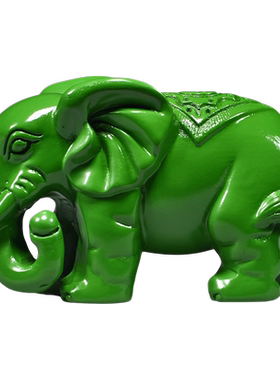 绿色木雕刻大象摆件实木一对象