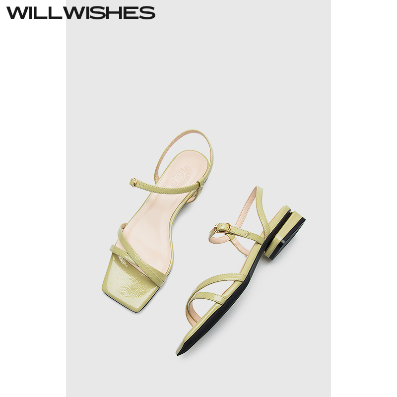 WILLWISHES法式一字带平底凉鞋