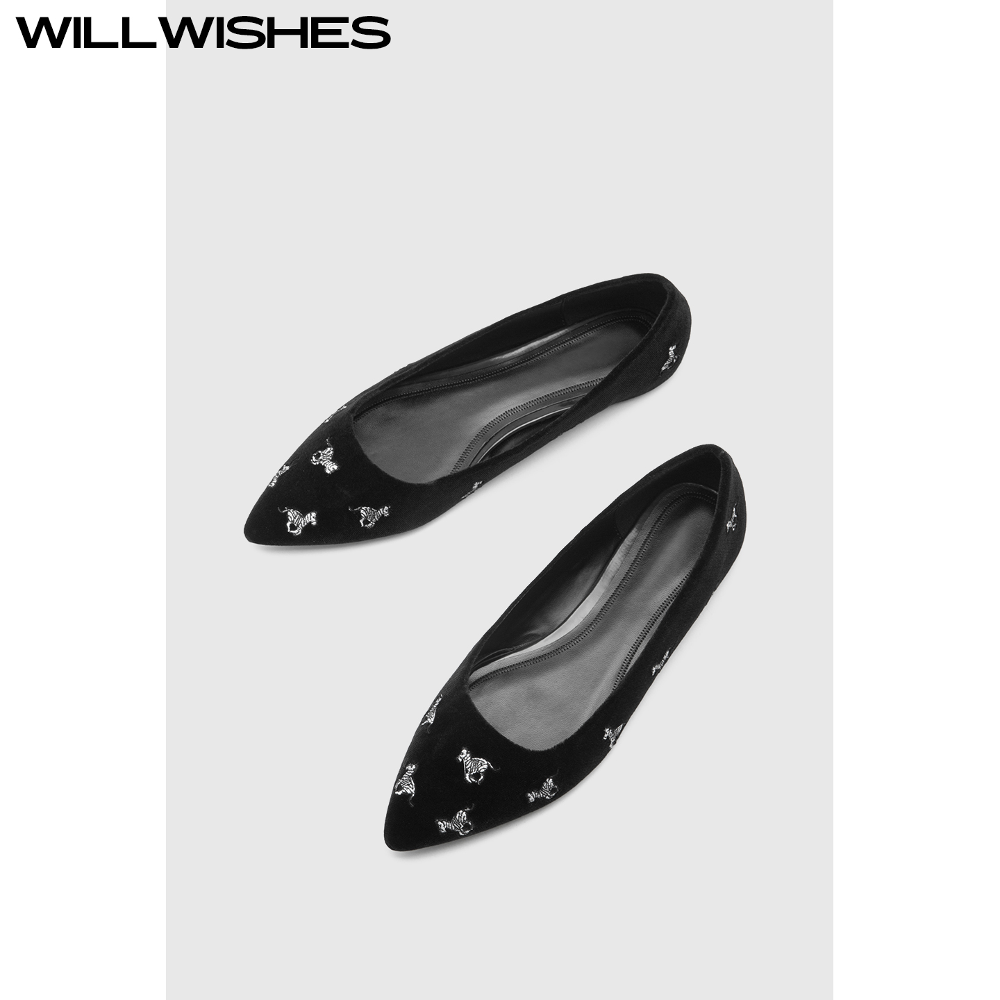 WILLWISHES 王玎设计女鞋秋季复古浅口平底鞋刺绣尖头单鞋女#271