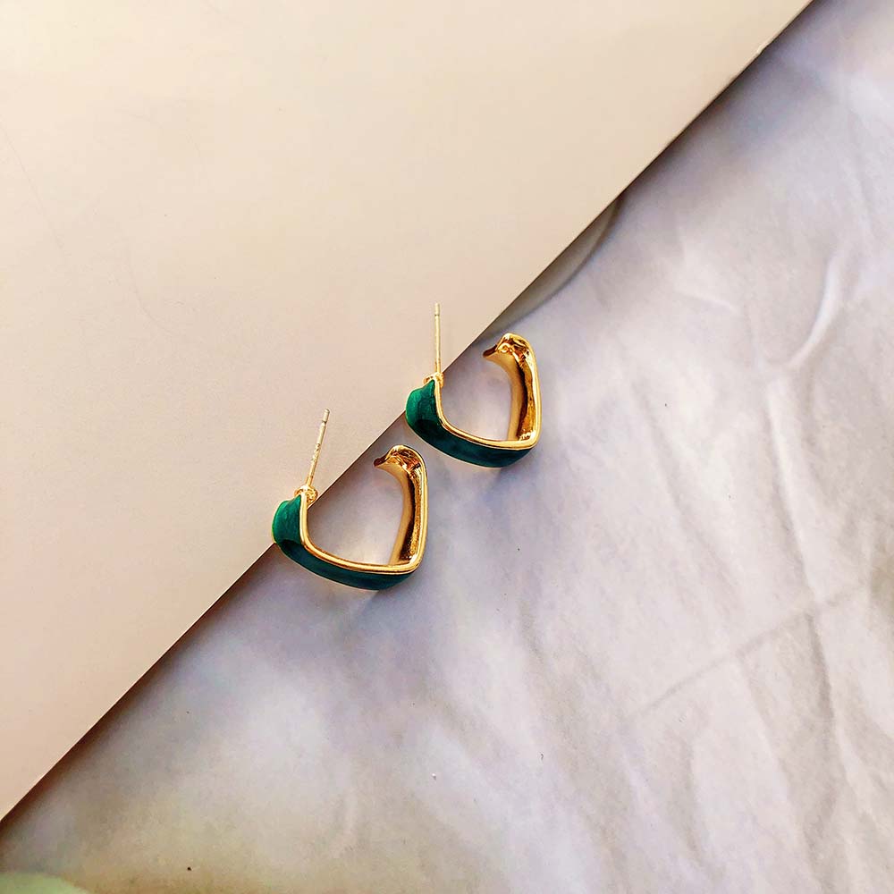 精致轻奢C字滴油珐琅高级感耳环耳夹女气质时尚小众设计耳饰