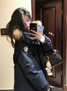 工装派克羽绒棉服女2024冬季新款加厚美式高级情侣大毛领棉衣外套