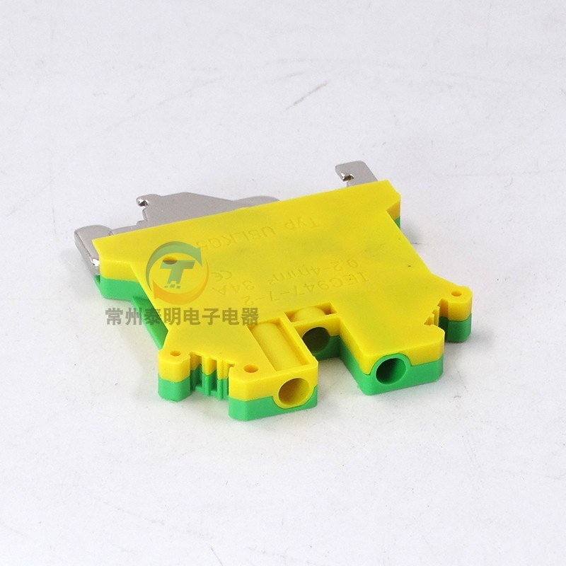 卡导轨式接线接地端子USLKG5 双色黄绿端子排JDUK5N 铜4mm平方