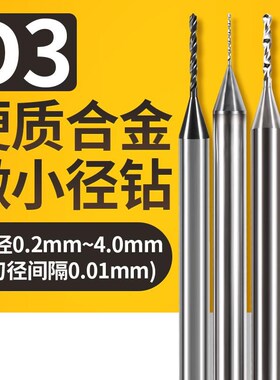 硬质合金微钻定柄D3小数点2位整体钨钢小钻头0.2-2.99线路板打孔