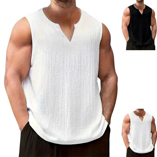 休闲V领无袖T恤运动上衣