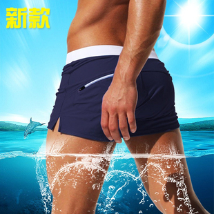 Men's swim trunks 2026欧美男士夏季游泳温泉锦纶抽绳平角泳裤