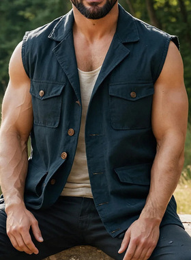 无袖马甲外套纯色休闲坎肩