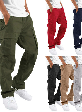 Men's overalls casual trousers欧美男士工装裤抽绳多口袋休闲裤