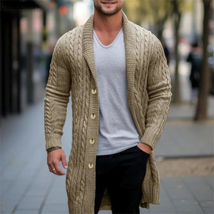 length knitted cardigan Men 针织开衫 mid jacket中长款 外套男