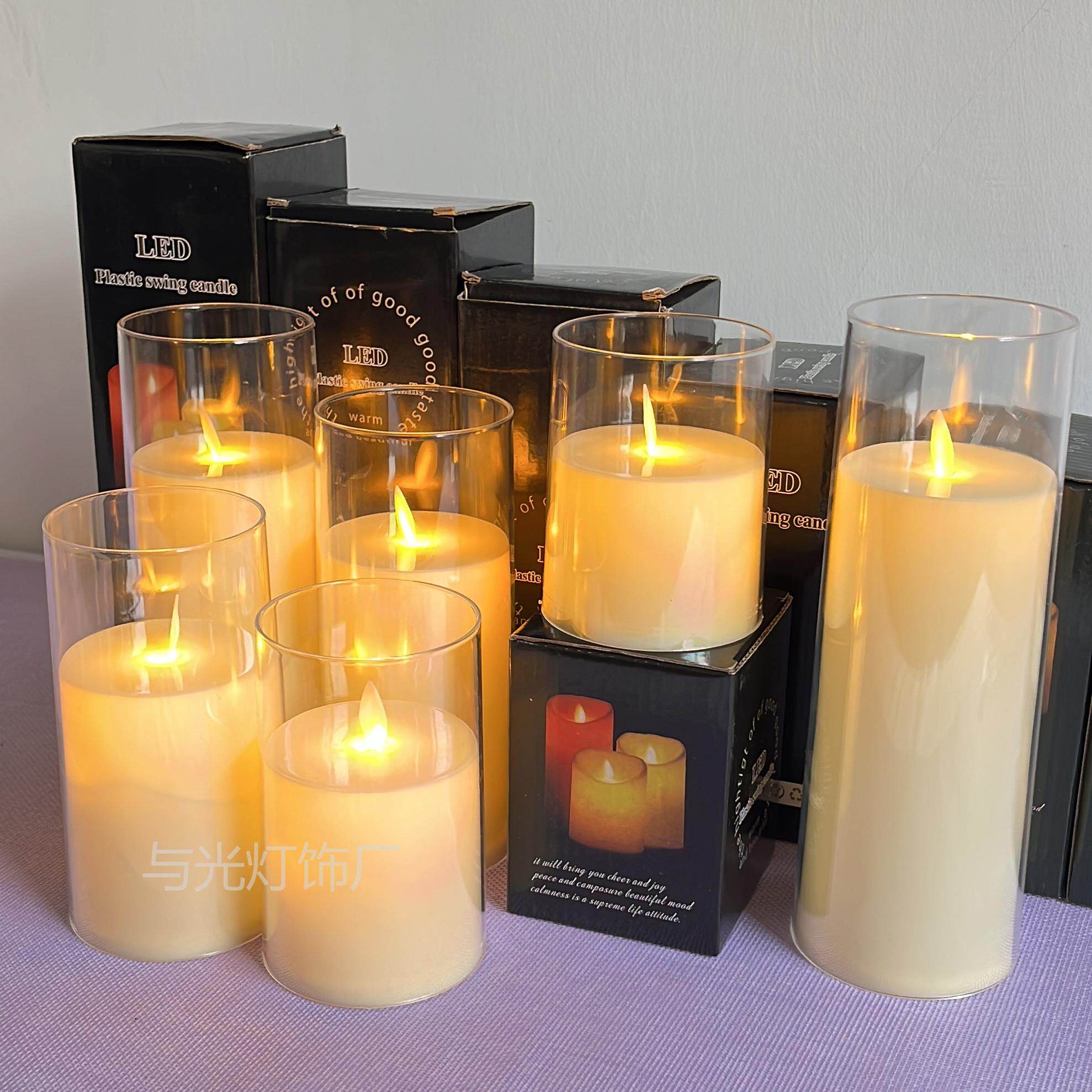 LED电子蜡烛 亚克力仿真玻璃杯蜡烛灯 婚庆生日派对浪漫氛围道具