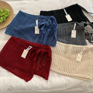 针织绑带屁帘叠穿镂空时尚裙帘遮臀显瘦半身裙多功能围脖披肩外搭