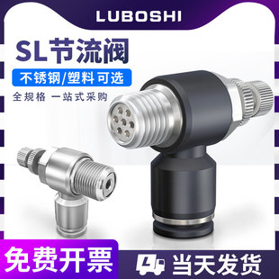 不锈钢SL6-01/8-02气缸可调快插接头排气节流阀4分单向可调气接头