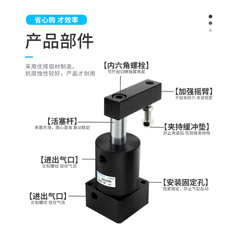 气动小型90度ACK转SRC转角角下压夹紧气缸SRC25/23/0/QC12K/16/42