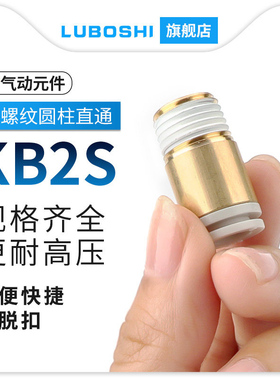 黄铜外螺纹圆形内六角直通气管快速快插PC气管接头KB2S4-M5 6-01