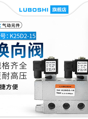 K25D2H-15双头电磁阀AC220V/K25D2-10-DC24V二位五通四分双电控阀