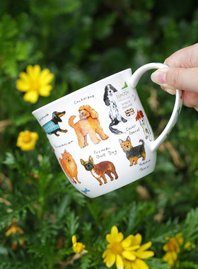 英国Dunoon丹侬骨瓷狗狗猫咪款骨瓷杯马克杯大容量水杯陶瓷