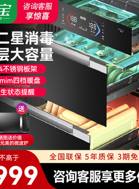 康宝TQ2嵌入式消毒柜智能AI家用大容量五层全二星级304不锈钢200L