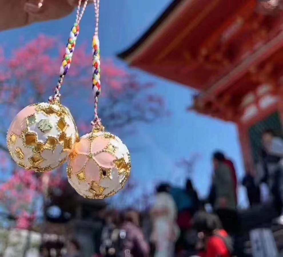 日本 浅草寺御守清水樱花铃铛刺绣代购挂件祝福礼物