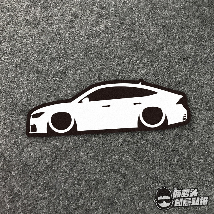 A7改装 低趴车a7气动避震悬挂效果Q版汽车模型车贴反光贴纸
