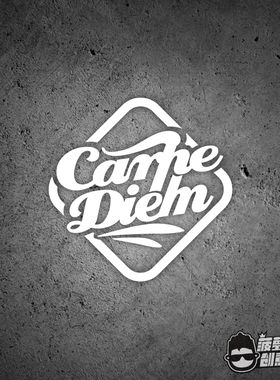 及时行乐carpe diem汽车三角窗玻璃油箱盖机车头盔摩托车反光车贴