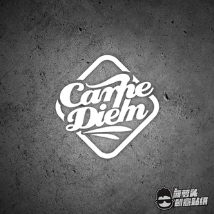 及时行乐carpe diem汽车三角窗玻璃油箱盖机车头盔摩托车反光车贴