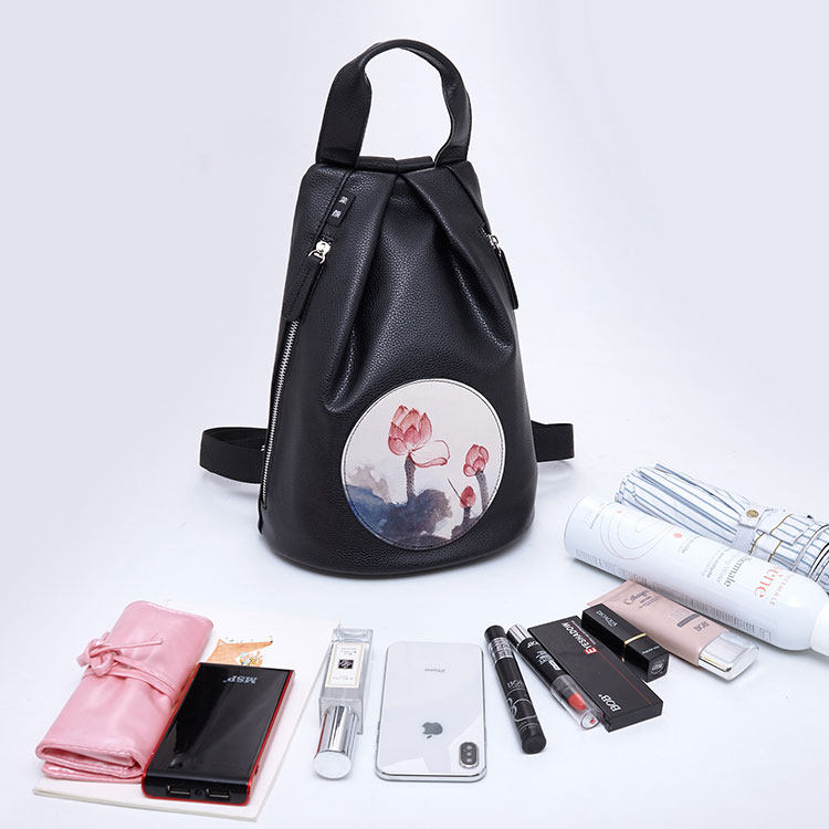 原创彩绘双肩防盗背包女2021新款大容量防水牛皮韩版旅行包茉颜