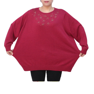 200斤加肥羊毛衫加大码女装中老年毛衣胖妈妈装针织秋冬装宽松010