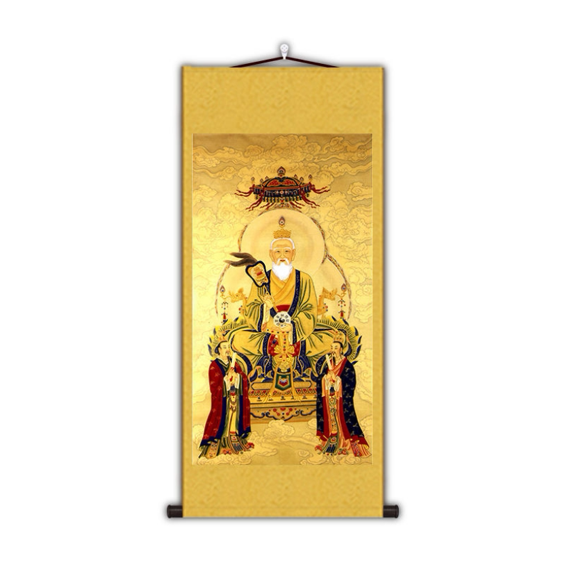 太上老君画像三清道德天尊画像挂画老子骑牛画供奉水陆画挂画