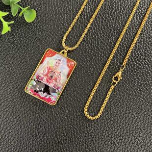 黎山老母双面项链骊山圣母道家神像金色吊坠民族男女复古挂件平安