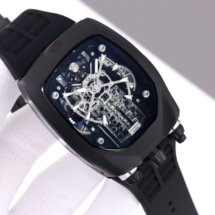 布加迪威龙手表男士16缸发动机休闲镂空防水酒桶形全自动纯机械表