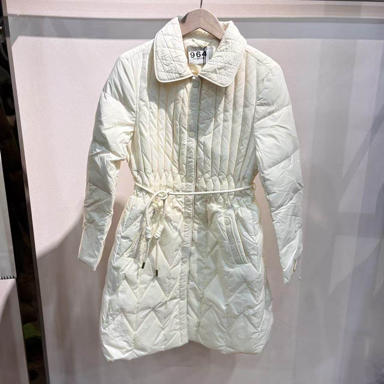 鸢系列90%白鸭绒轻薄款修身中长款羽绒服外套3305