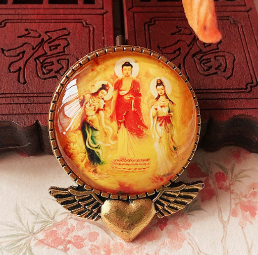 西方三圣胸针阿弥陀佛观音菩萨佛像定做男西装别针扣女胸花配饰