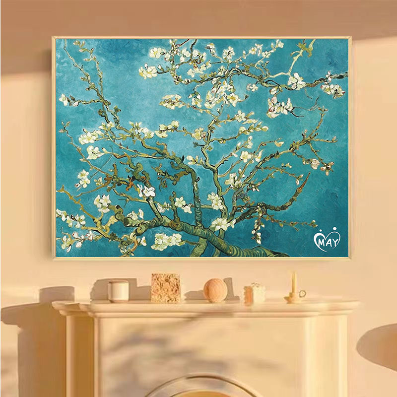 diy开花的杏树数字油画填充手工梵高世界名画成人减压油彩画客厅