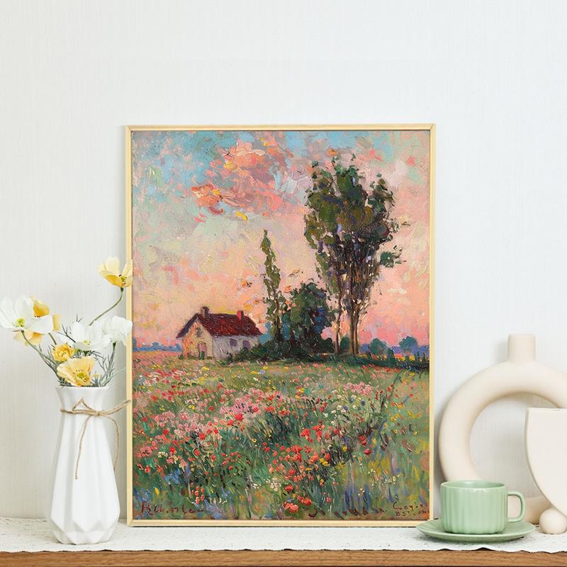 乡野风景diy数字油画手工填色艺术创意客厅大幅丙烯油彩画装饰画图片