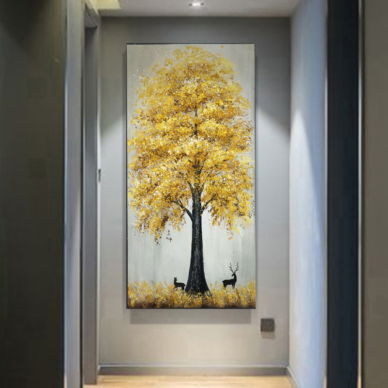 钻石画2025新款发财树玄关客厅简约现代装饰画手工十字绣满钻带框