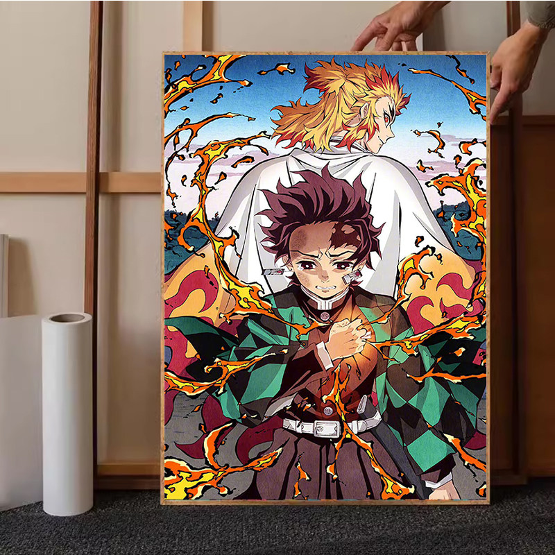 鬼魅之刃数字油画diy填充丙烯画地狱级客厅装饰画大尺寸无聊解闷