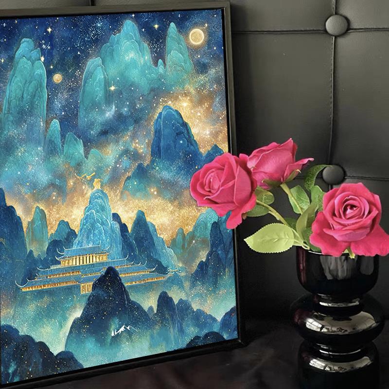 东方美学奇幻山水钻石画满钻2025新款十字绣刺绣艺术创意5d装饰画图片