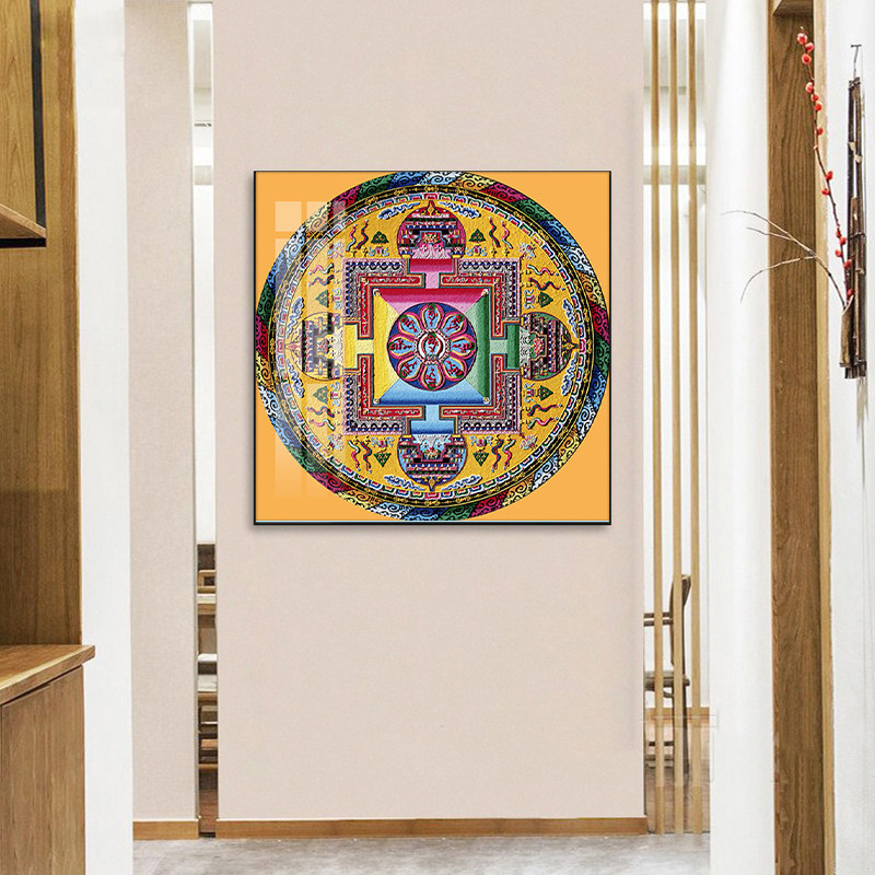 唐卡装饰画六字真言玄关入门聚财钻石画2025新款手工贴钻十字绣5d