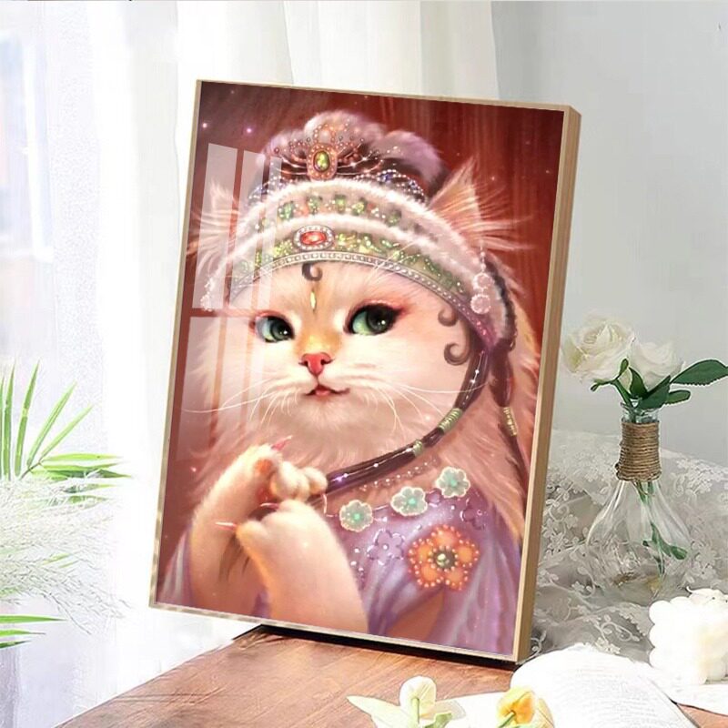 猫咪公主钻石画满钻5d客厅卧室动物小件十字绣2023新粘贴手工带框