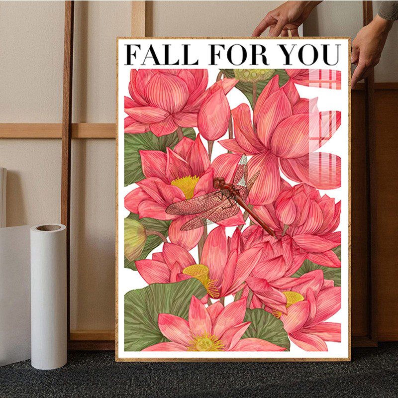 荷花鱼蜻蜓钻石画新款简约现代满钻5d手工diy点贴画十字绣北欧ins