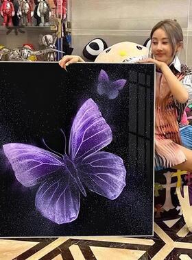 钻石画2025新款紫色蝴蝶客厅高级感手工贴钻小件砖石画十字绣带框