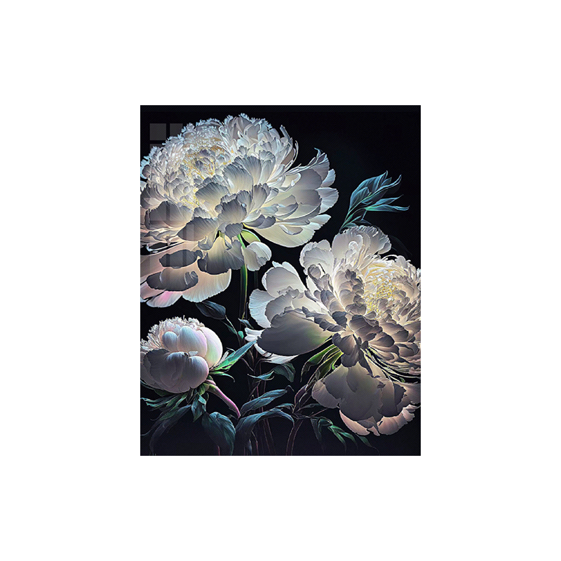 夜光牡丹高级感钻石画2025新款5d十字绣点钻砖石贴画手工diy带框