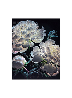 夜光牡丹高级感钻石画2025新款5d十字绣点钻砖石贴画手工diy带框