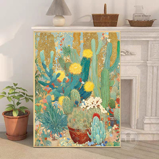 diy弥生波点多肉绿植数字油画填充手工画成人治愈减压丙烯油彩画