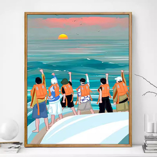 再就业男团0713数字油画diy填充手工涂色减压手绘填色丙烯油彩画