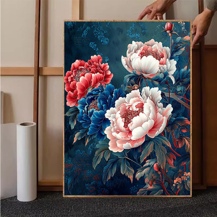 2025年新款钻石画高难度玫瑰花卉风景装饰画5d贴钻十字绣满钻带框