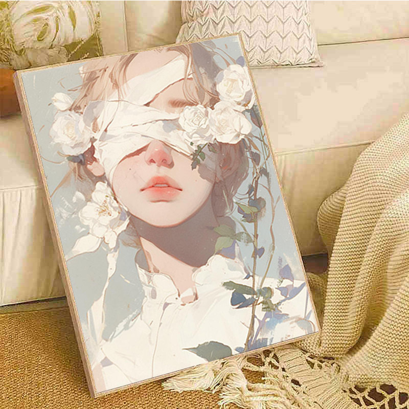白玫瑰少女钻石绣点贴钻十字绣5d钻石画满钻新款客厅2025治愈风景