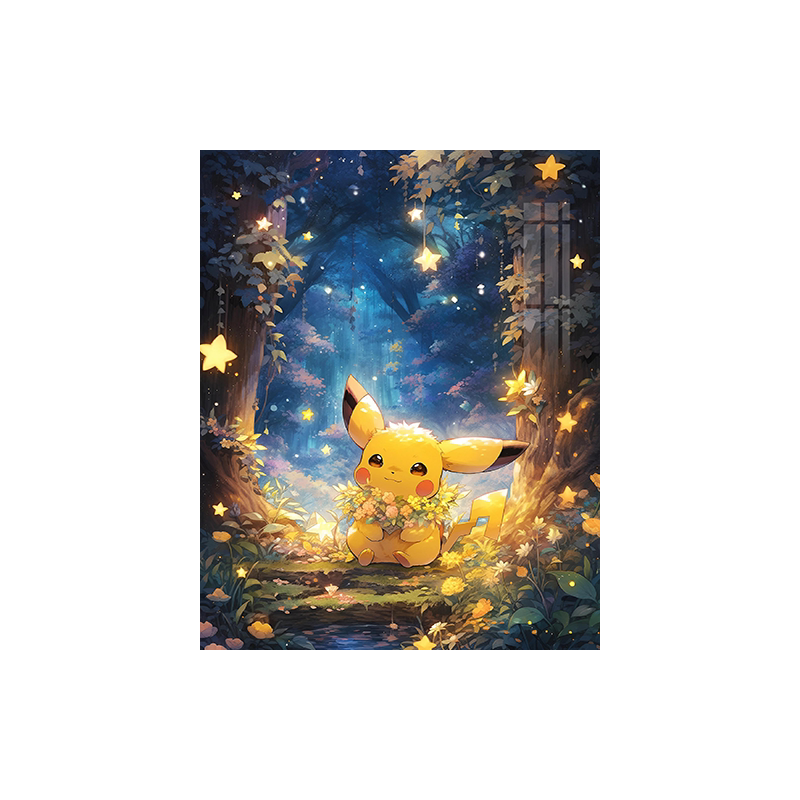 梦幻森林里的皮卡丘钻石画满钻5d