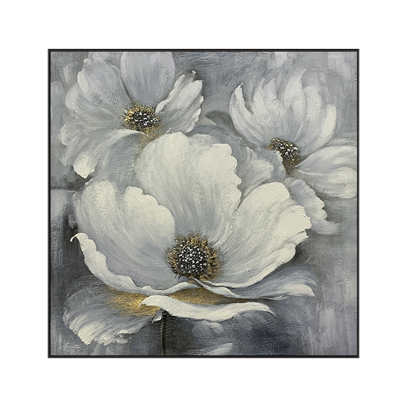 新款油画立体花卉客厅钻石画餐厅轻奢背景墙2025年艺术灰色十字绣